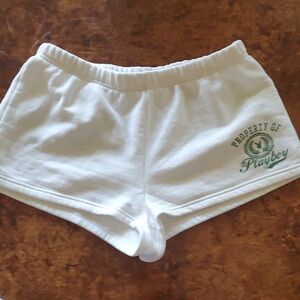 PLAYBOY White Athletic Shorts with Elastic Waistband